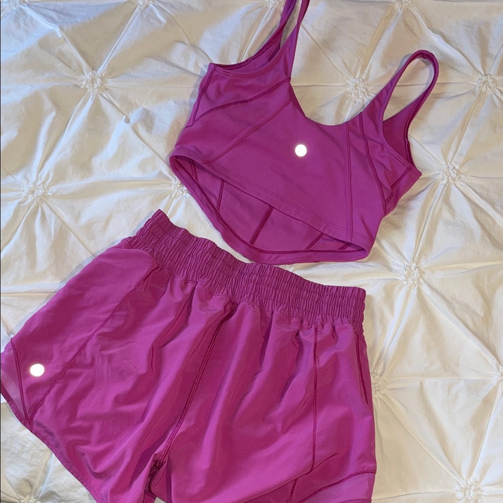 Women's Magenta Lulu Active special edition corset Tank and hotty hot Shorts Set